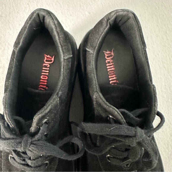 Demonia Platform Sneakers Tempo-08 Vegan Suede Goth Punk Rave Black 6-6.5 -READ - Picture 7 of 14